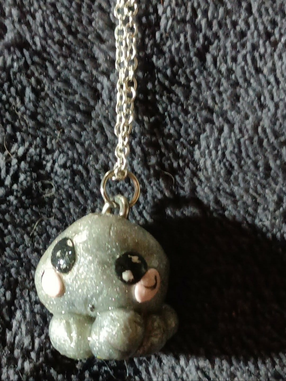 Handmade Silver Glitter Kawaii Octopus Necklace Cute Silver Chain Ocean Jewlery